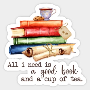 Good Book and cup of tea Sticker